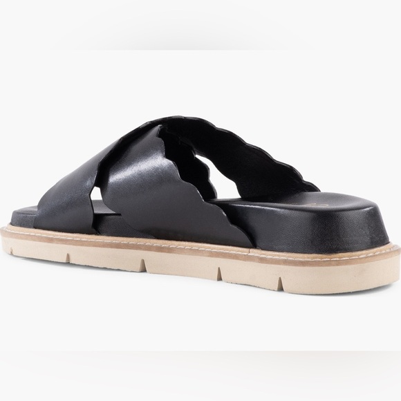 SEYCHELLES WOODSTOCK PLATFORM BLACK LEATHER SLIDE ON SANDAL NEW IN BOX - Picture 2 of 5
